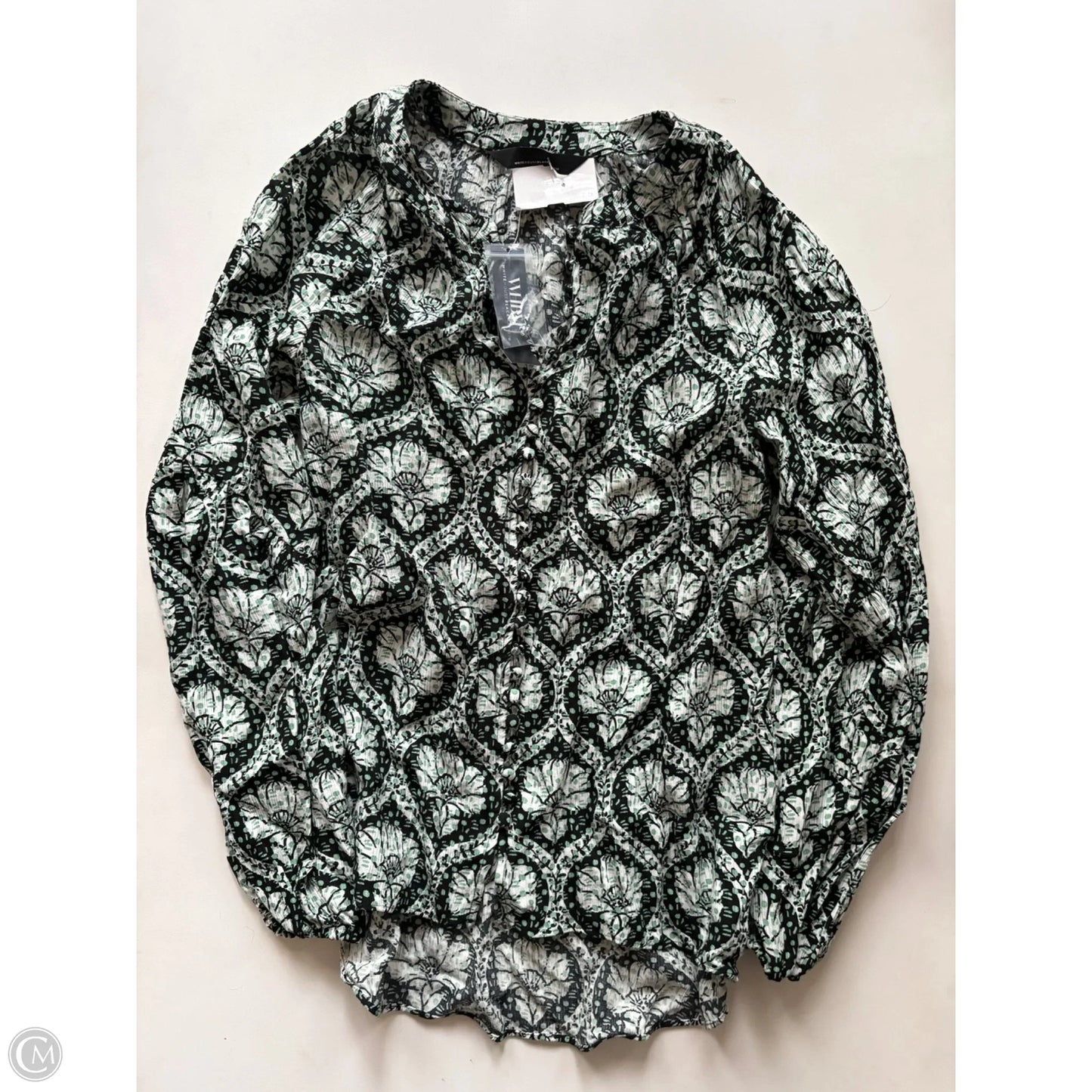 Blouse Long Sleeve By White House Black Market In Green, Size: Xs