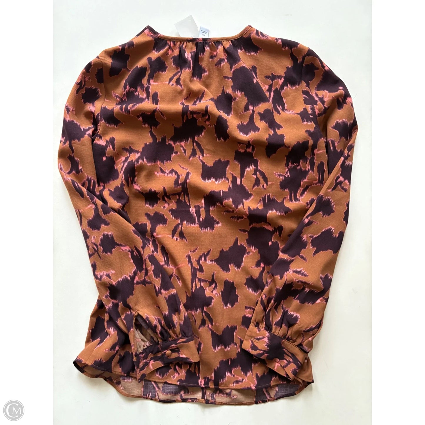 Blouse Long Sleeve By Nine West Apparel In Brown, Size: Xs