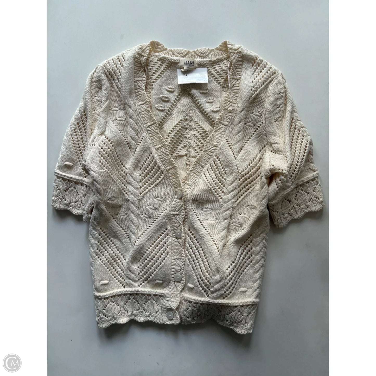 Sweater Short Sleeve By Ana In Cream, Size: S