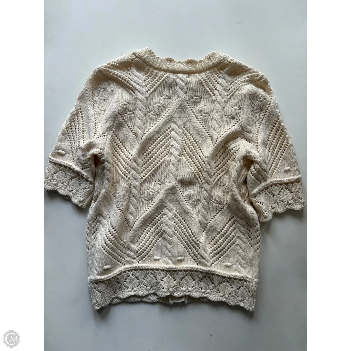 Sweater Short Sleeve By Ana In Cream, Size: S