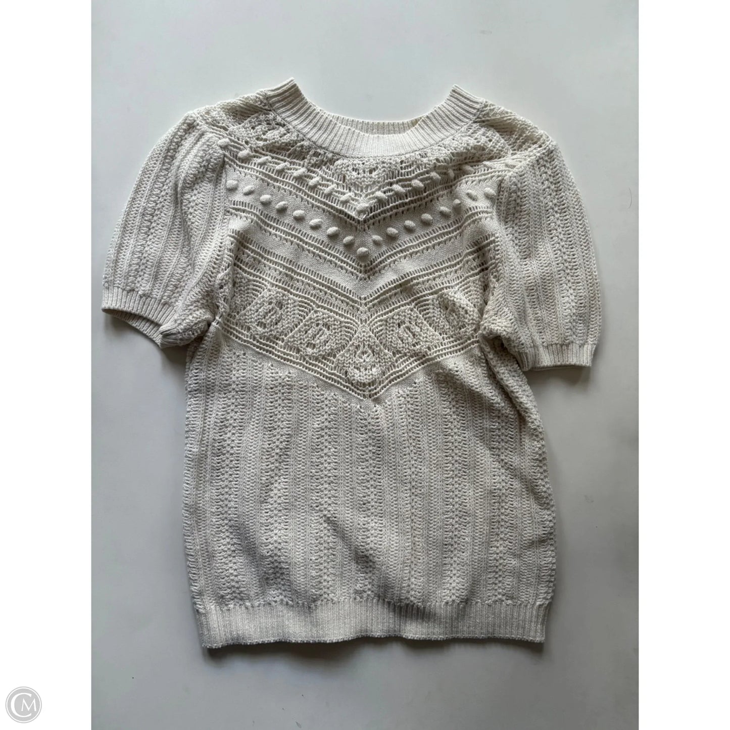 Sweater Short Sleeve By Ana In Cream, Size: S