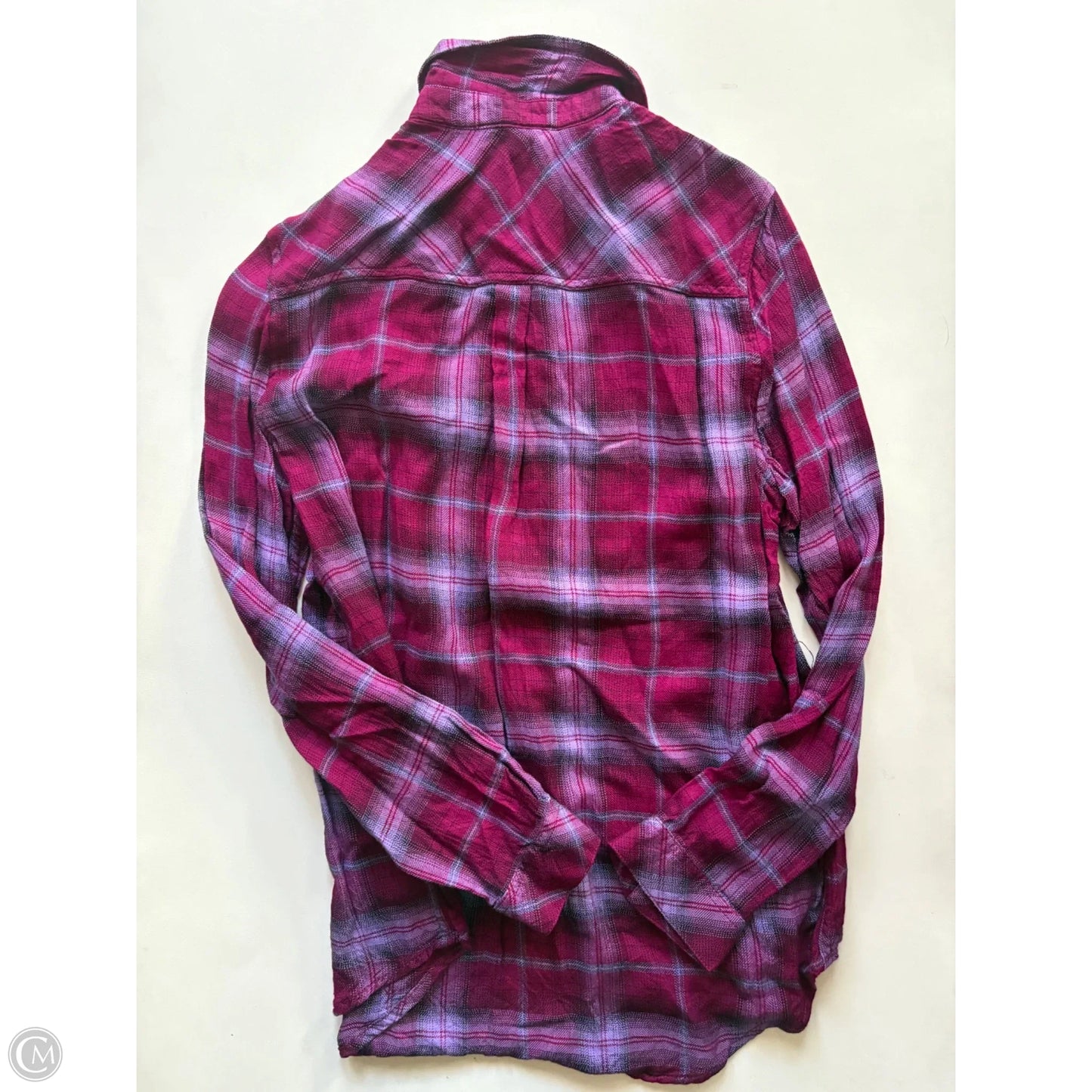 Top Long Sleeve By Beachlunchlounge In Plaid Pattern, Size: S