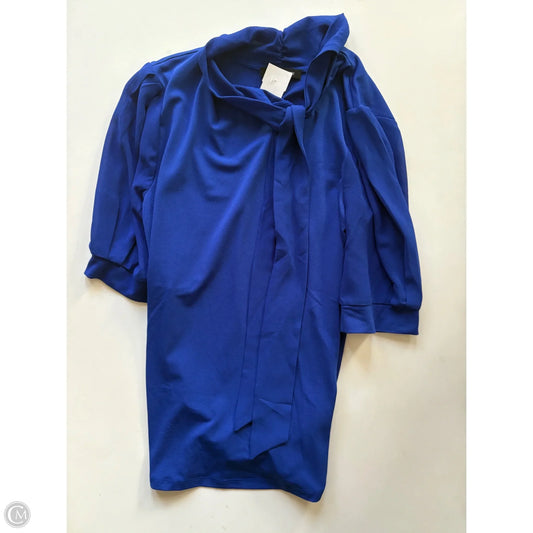 Blouse Short Sleeve By Cable And Gauge In Blue, Size: S
