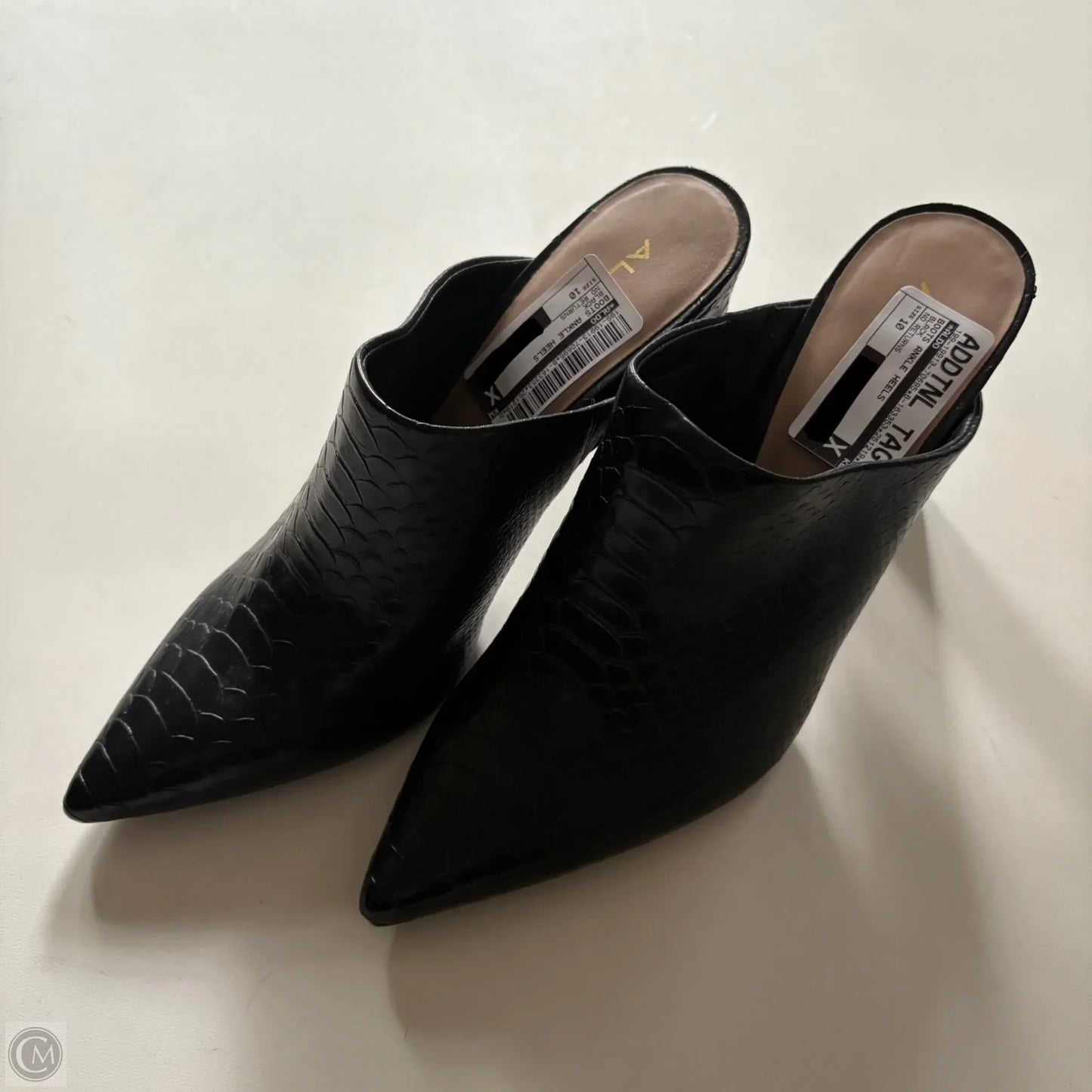 Boots Ankle Heels By Aldo In Black, Size: 10