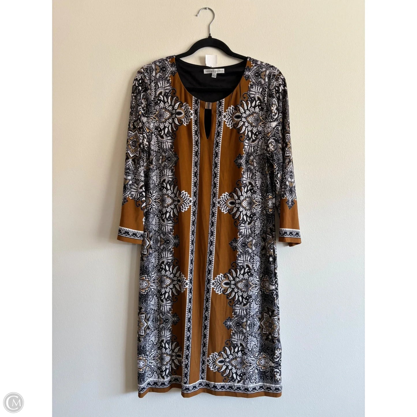 Dress Work By Sandra Darren In Brown & White, Size: L
