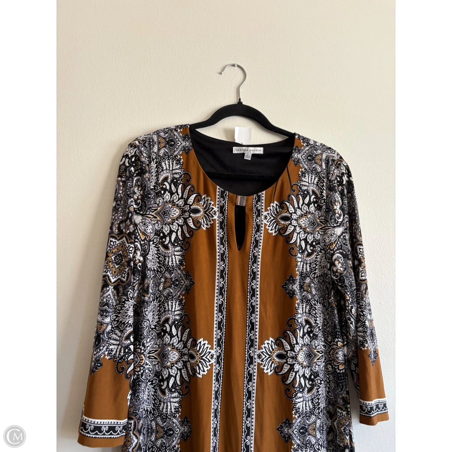 Dress Work By Sandra Darren In Brown & White, Size: L