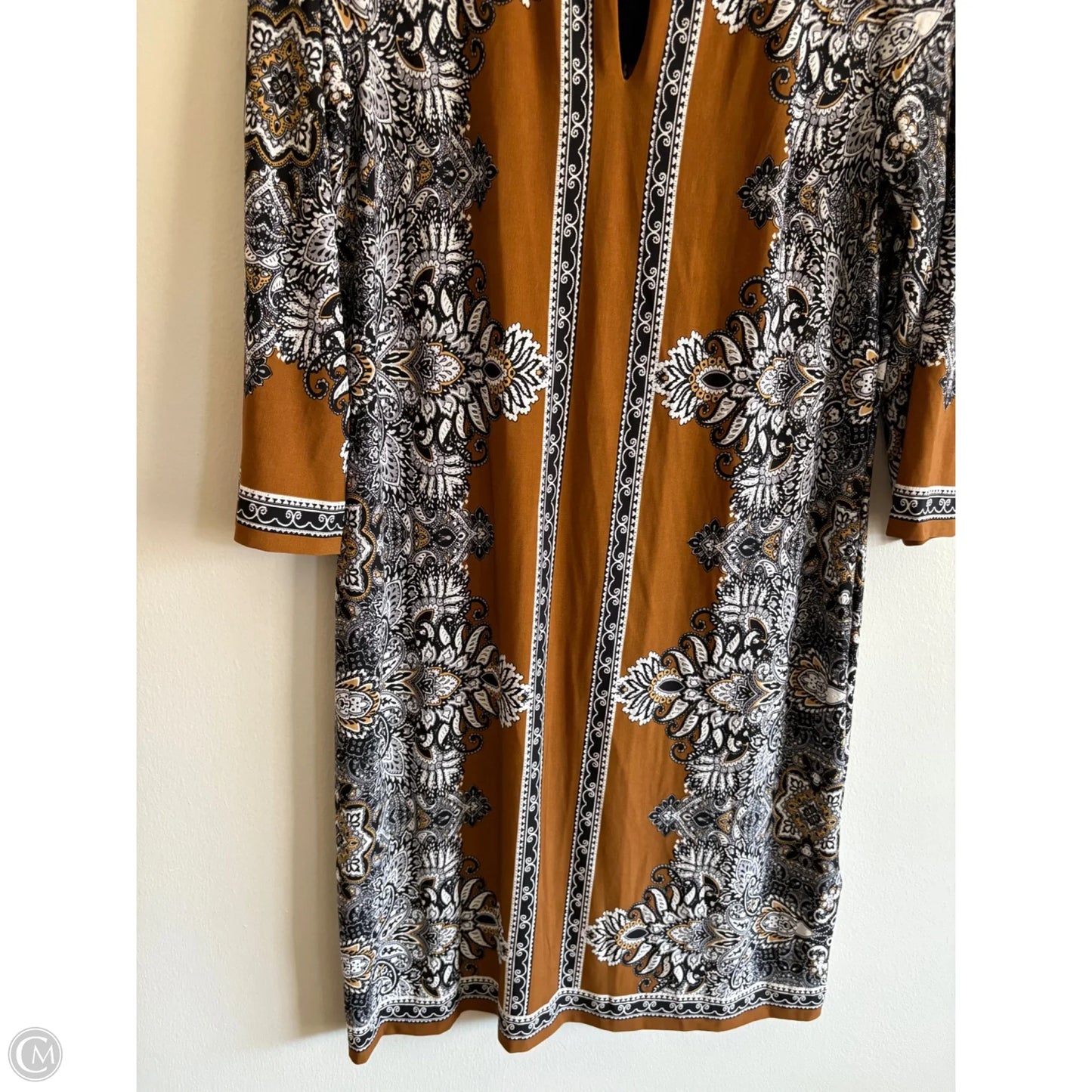 Dress Work By Sandra Darren In Brown & White, Size: L