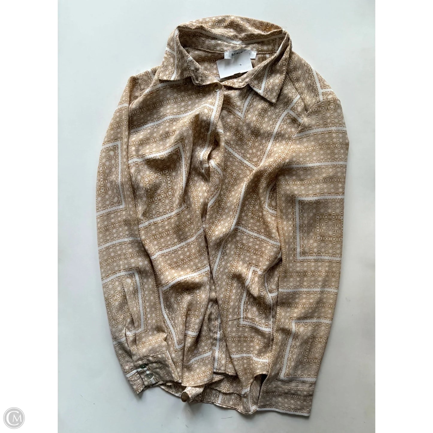 Blouse Long Sleeve By Rose And Olive In Cream, Size: M