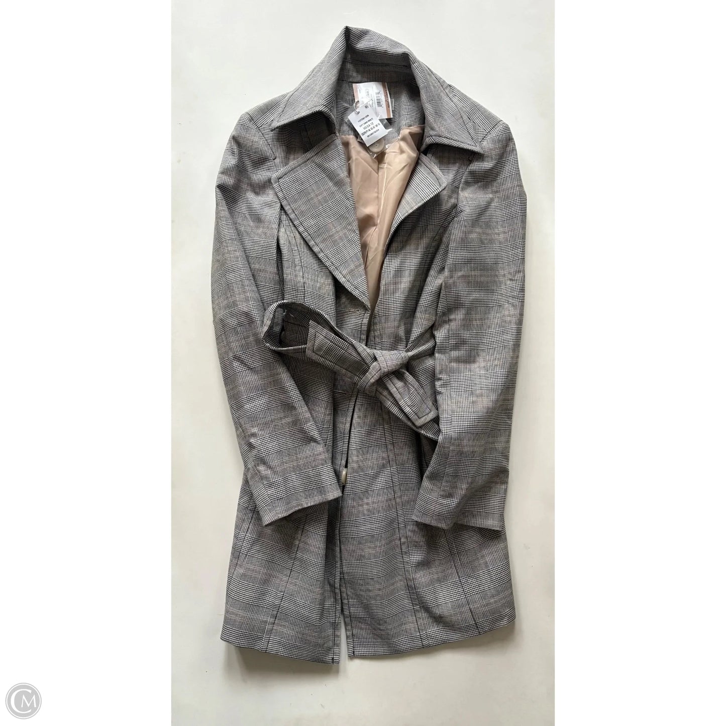 Coat Trench Coat By Kasper In Plaid Pattern, Size: L