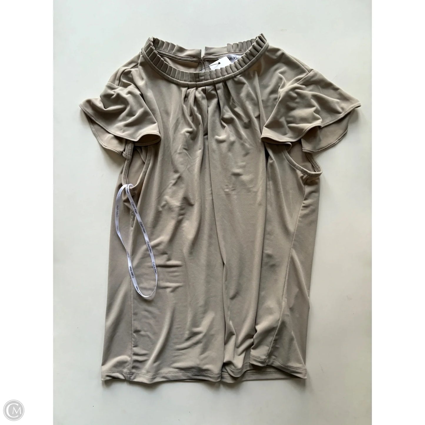 Blouse Sleeveless By Calvin Klein In Tan, Size: L