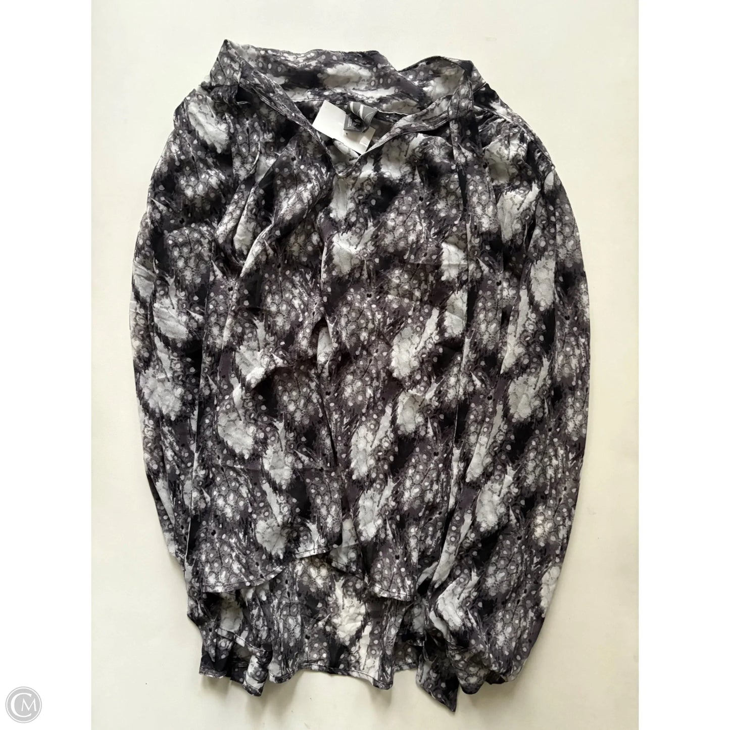 Blouse Long Sleeve By Worthington In Grey