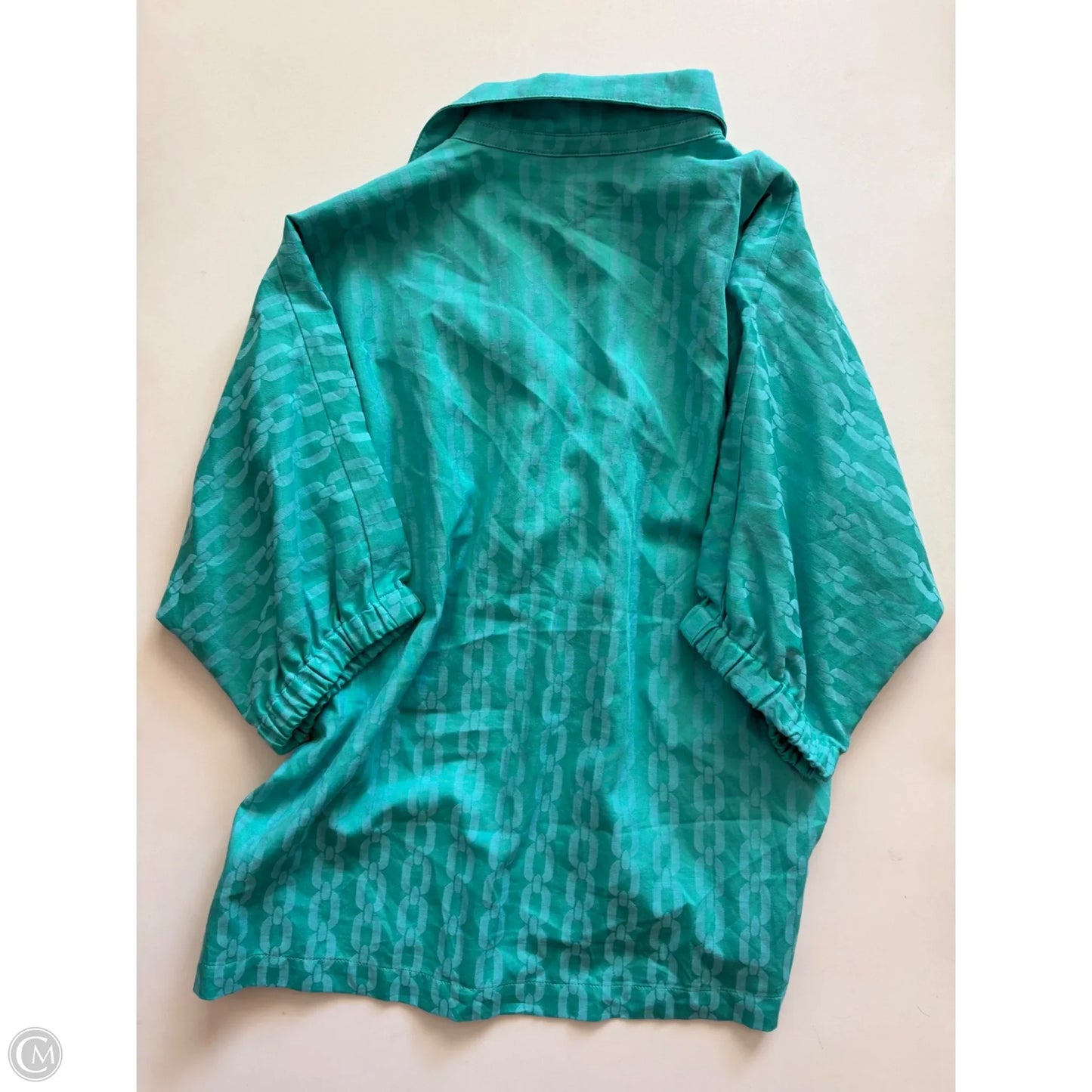 Blouse Short Sleeve By Emily McCarthy In Blue & Green, Size: Xs