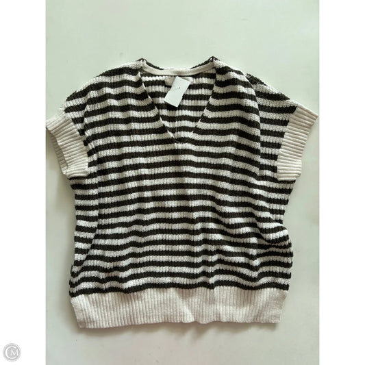 Sweater Short Sleeve By Loft In Striped Pattern, Size: Xs