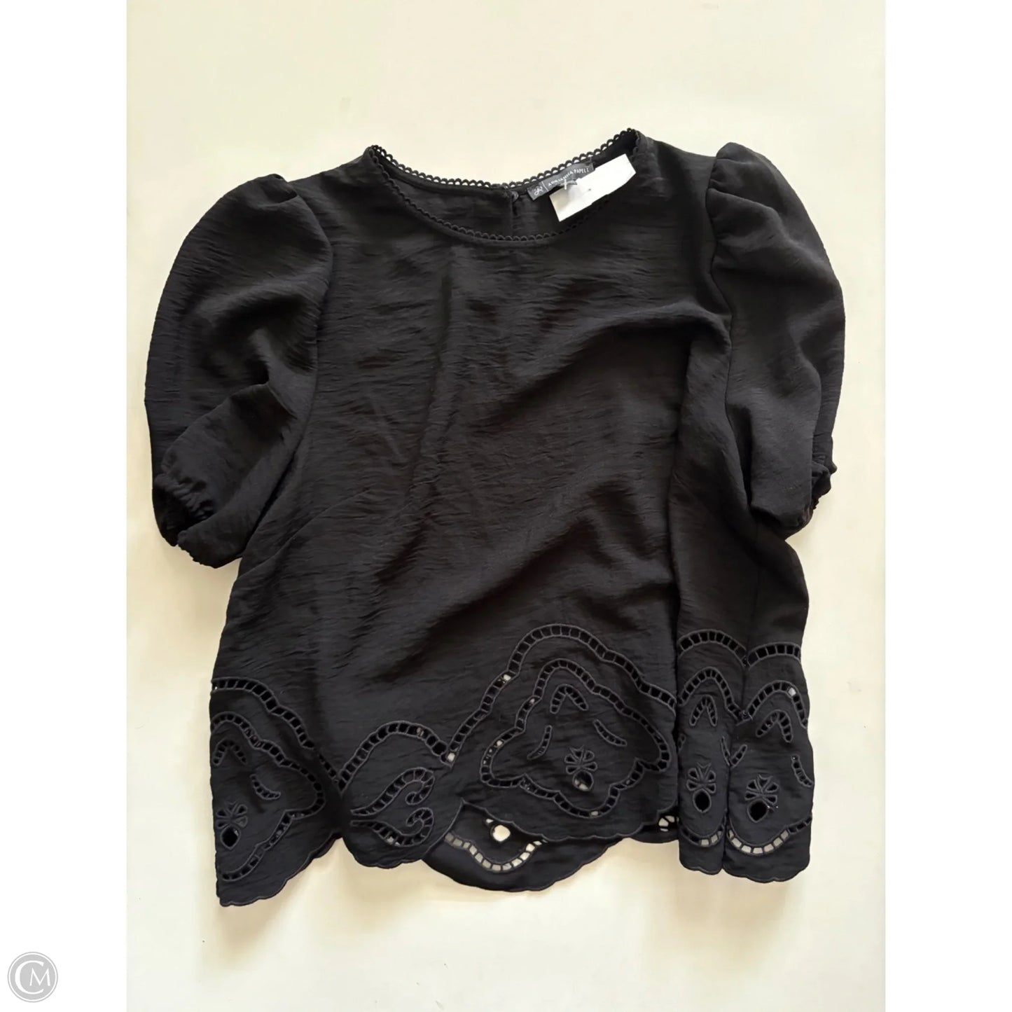 Blouse Short Sleeve By Adrianna Papell In Black, Size: S