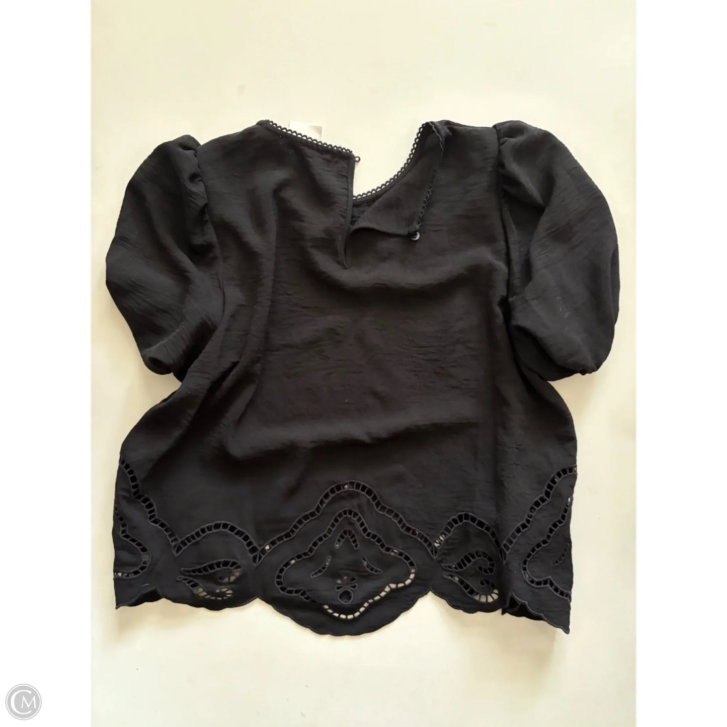 Blouse Short Sleeve By Adrianna Papell In Black, Size: S