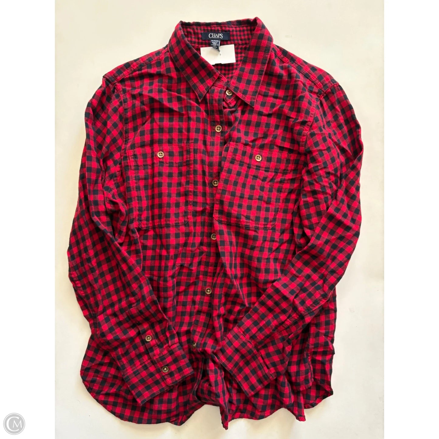 Top Long Sleeve By Chaps In Plaid Pattern, Size: Xl