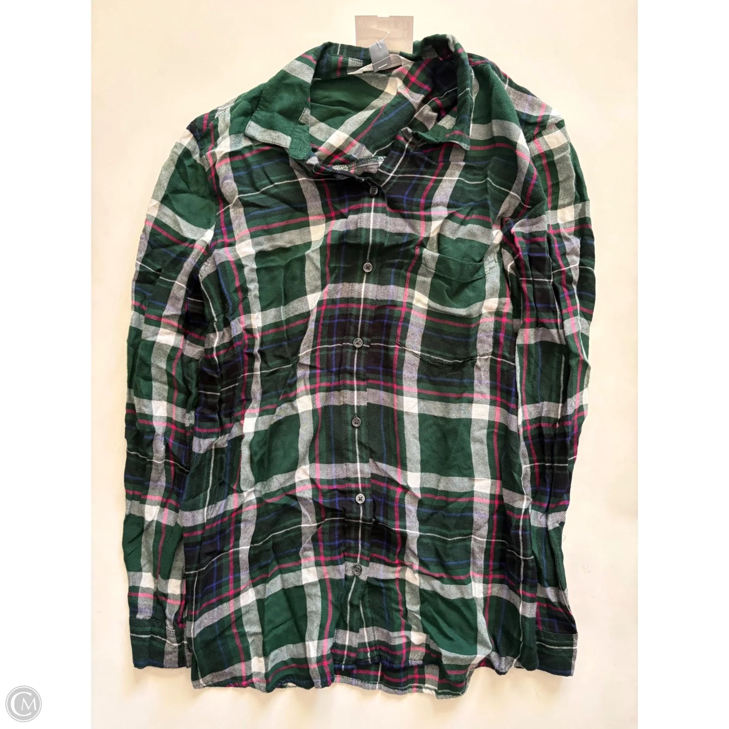 Top Long Sleeve By Old Navy In Plaid Pattern, Size: M