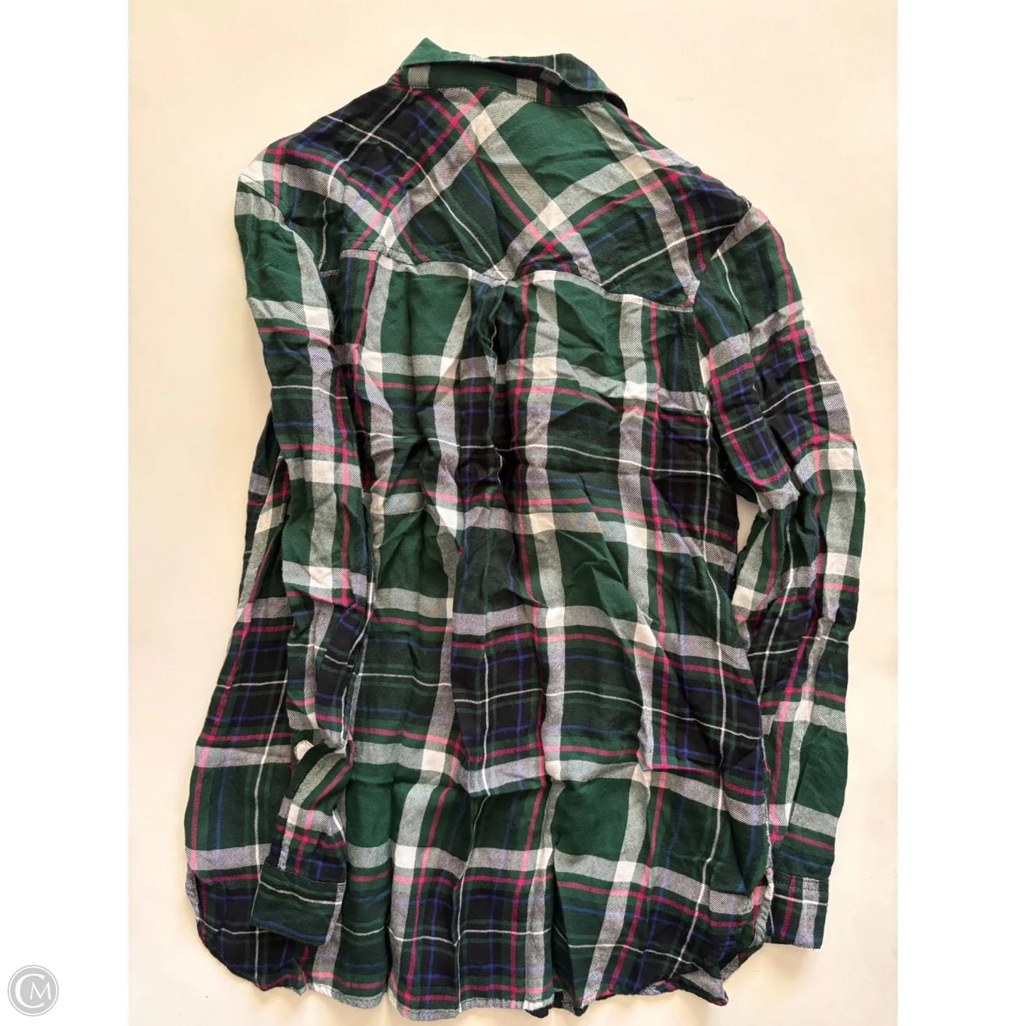 Top Long Sleeve By Old Navy In Plaid Pattern, Size: M