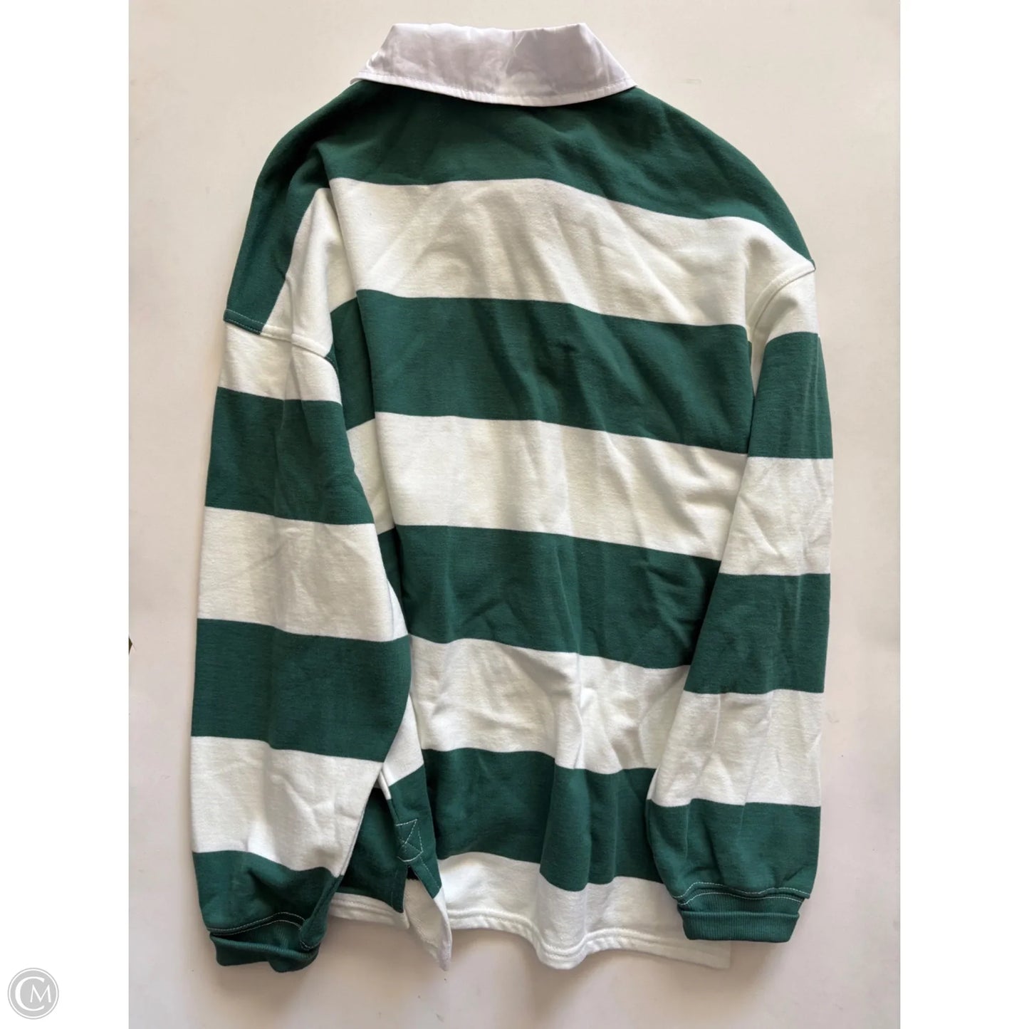 Top Long Sleeve By No Boundaries In Green & White, Size: M