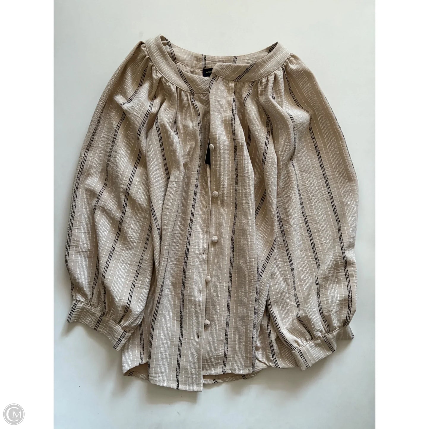 Blouse Long Sleeve By Adrienne Vittadini In Striped Pattern, Size: S