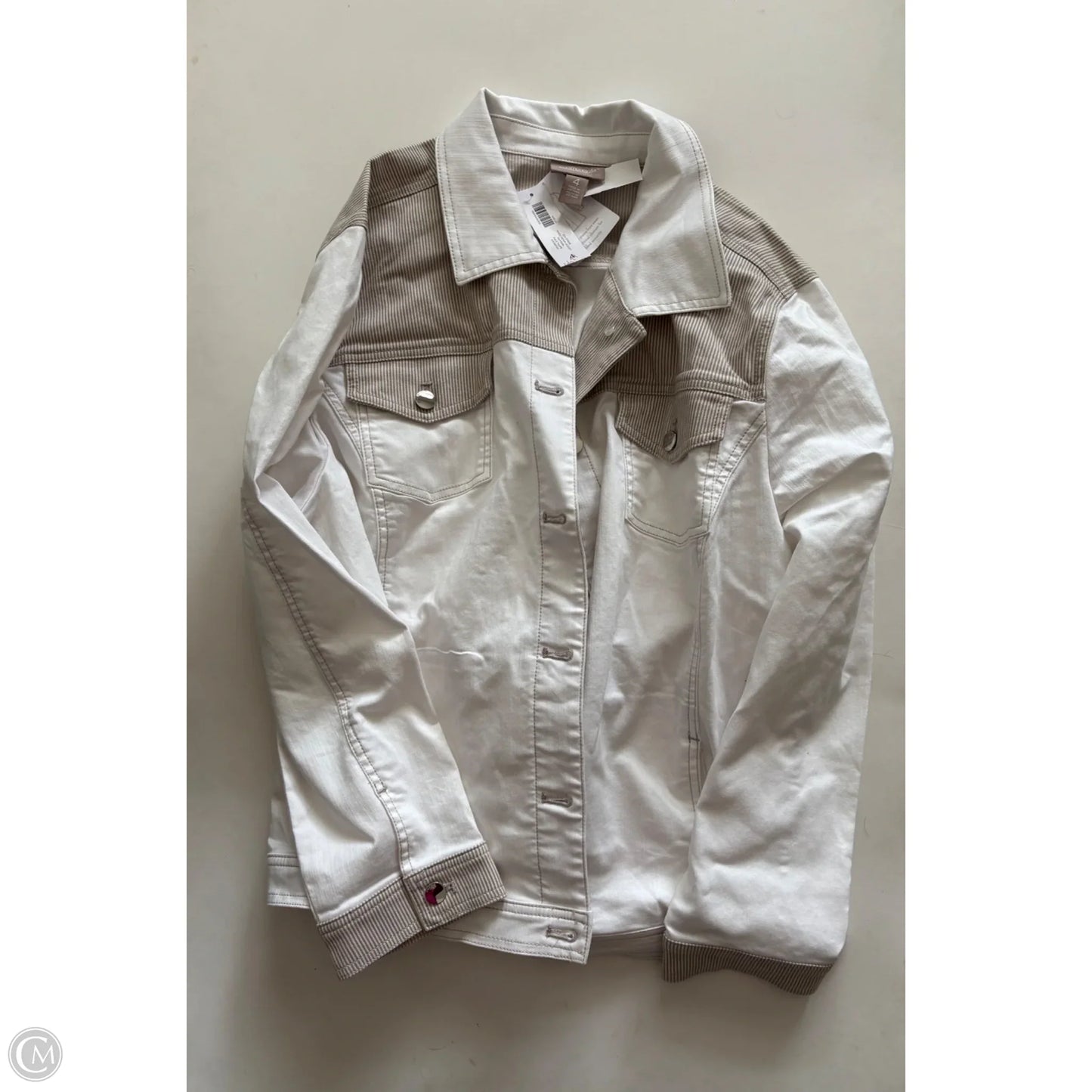 Jacket Moto By Chicos In White, Size: 2x