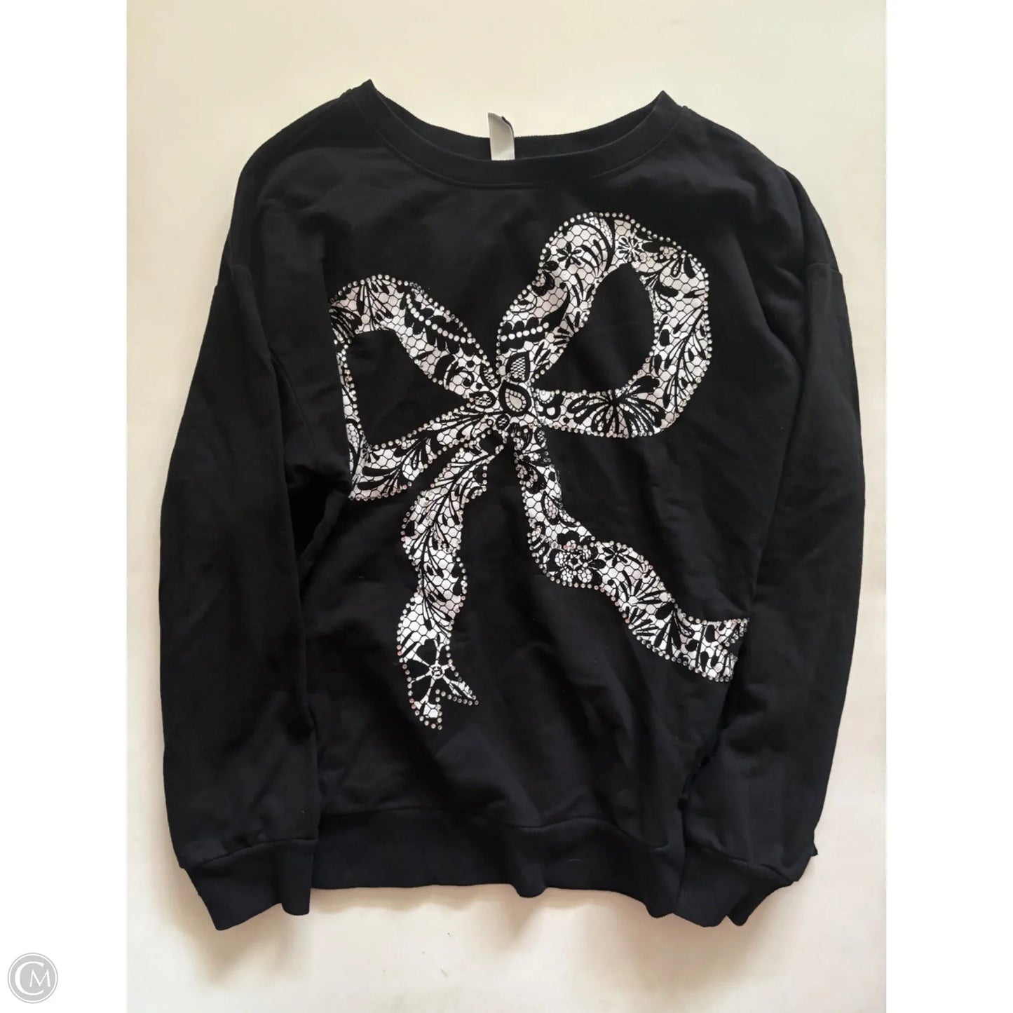 Sweatshirt Crewneck By Cato In Black, Size: M