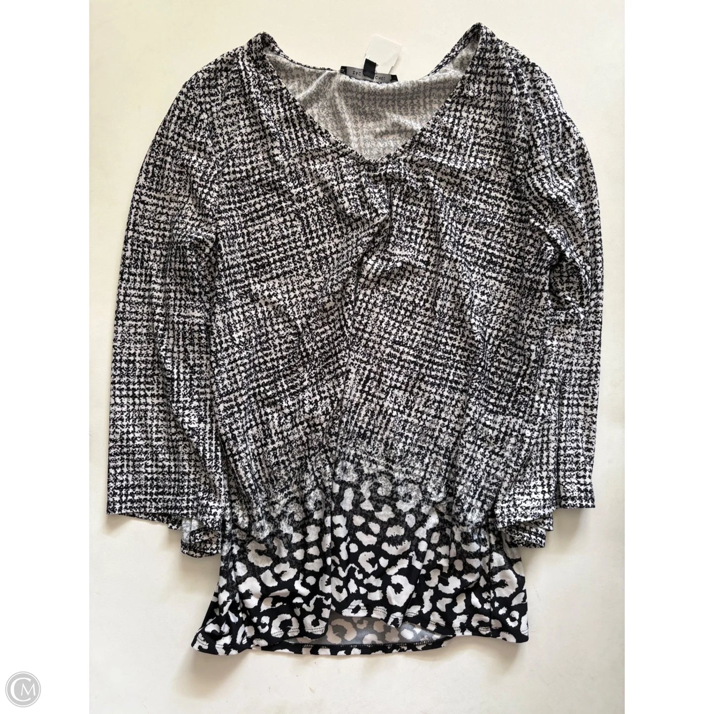 Top Long Sleeve By Zac And Rachel In Black & White, Size: L