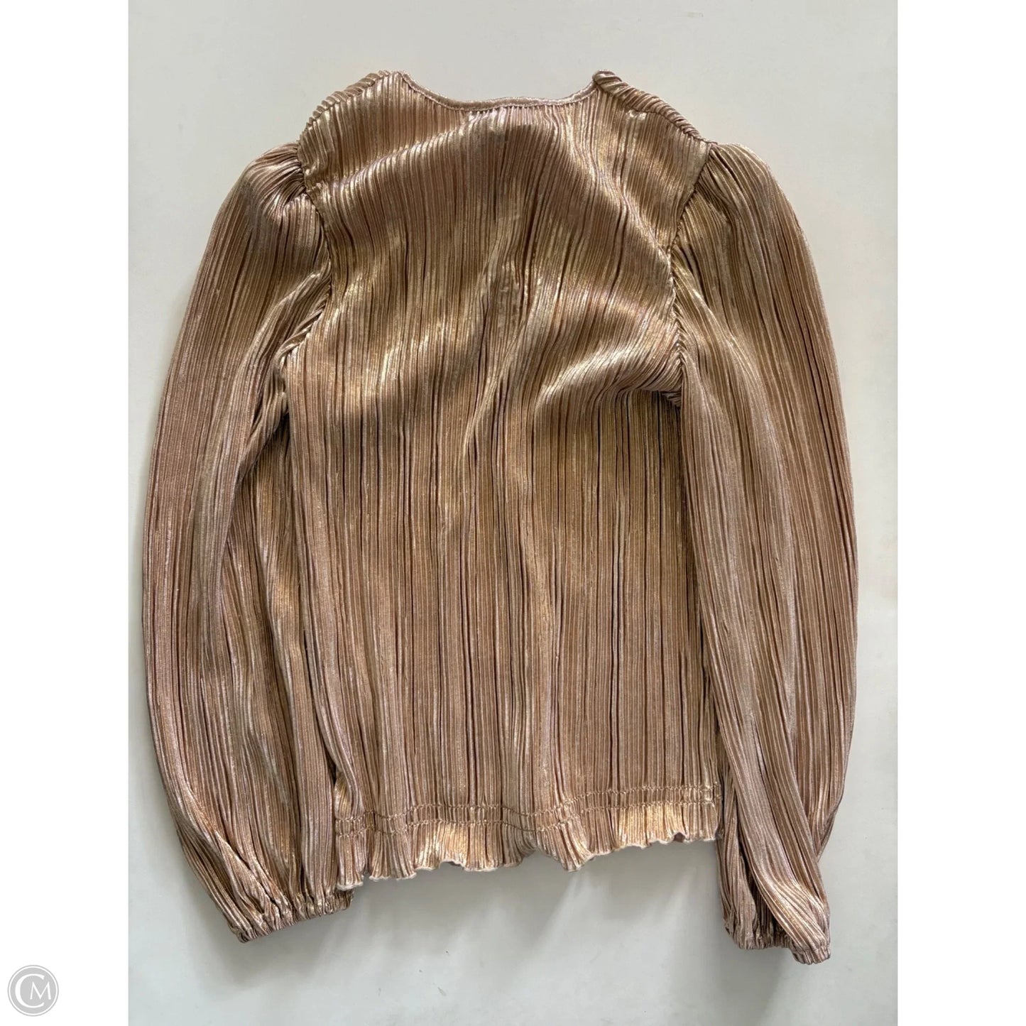 Blouse Long Sleeve By Chenault In Gold, Size: L