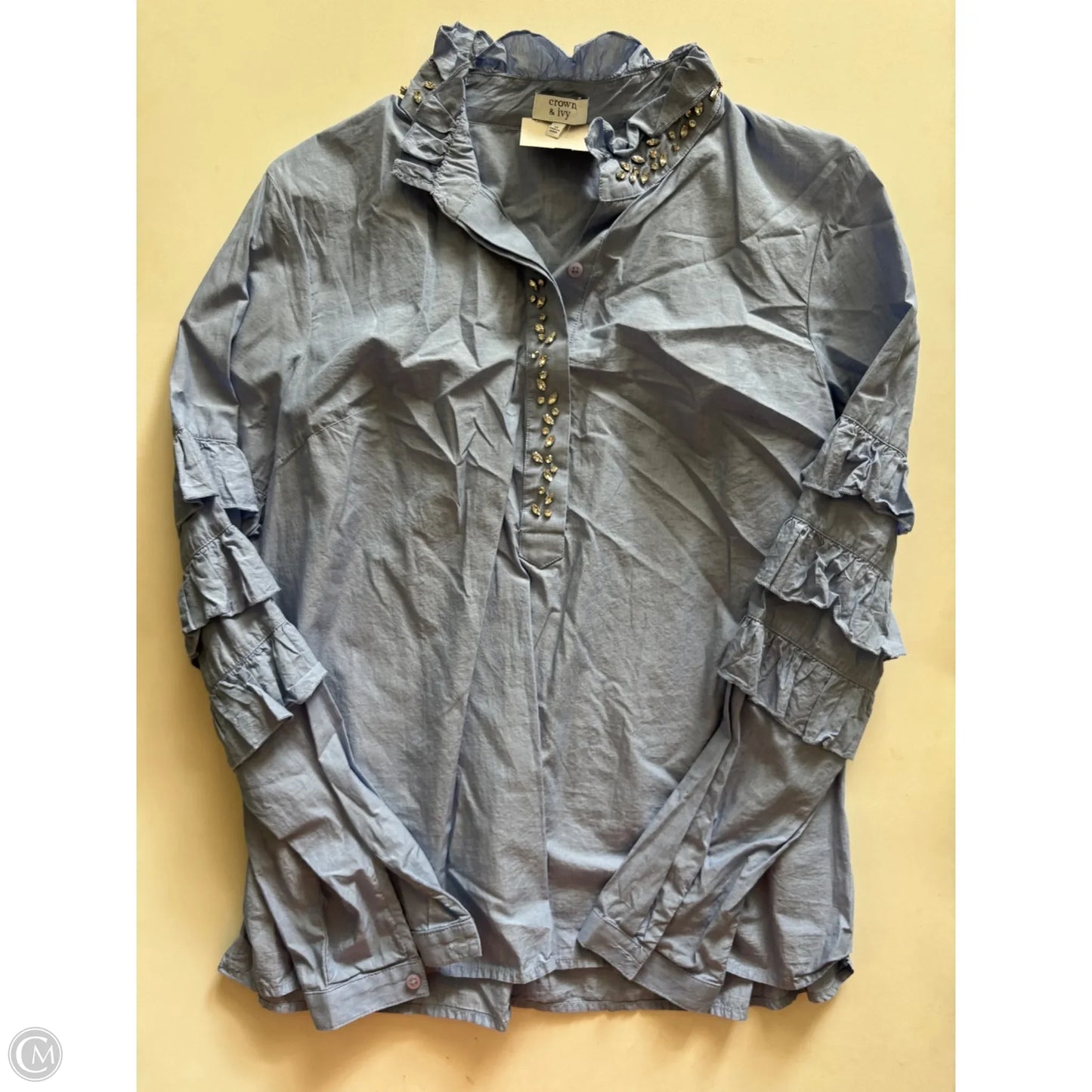 Top Long Sleeve By Crown And Ivy In Blue, Size: M