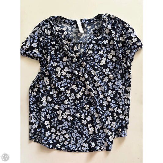 Blouse Short Sleeve By Jones New York In Blue, Size: L