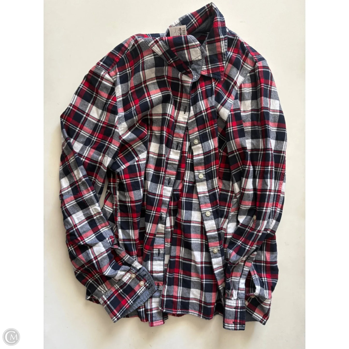 Top Long Sleeve By Tommy Hilfiger In Plaid Pattern, Size: L