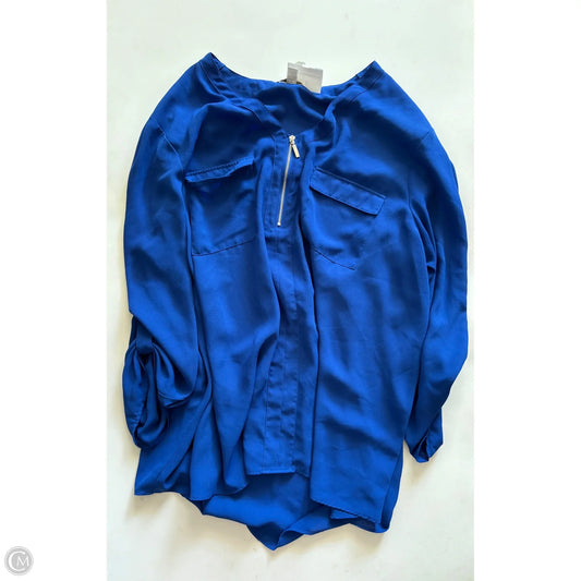 Blouse Long Sleeve By Cato In Blue, Size: 22