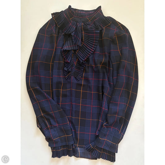 Blouse Long Sleeve By Ann Taylor In Plaid Pattern, Size: S