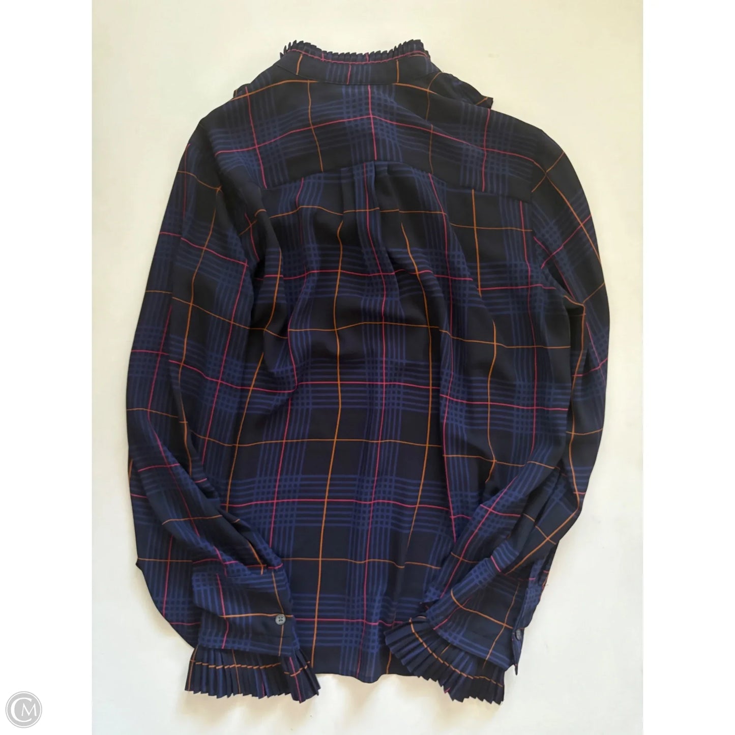 Blouse Long Sleeve By Ann Taylor In Plaid Pattern, Size: S