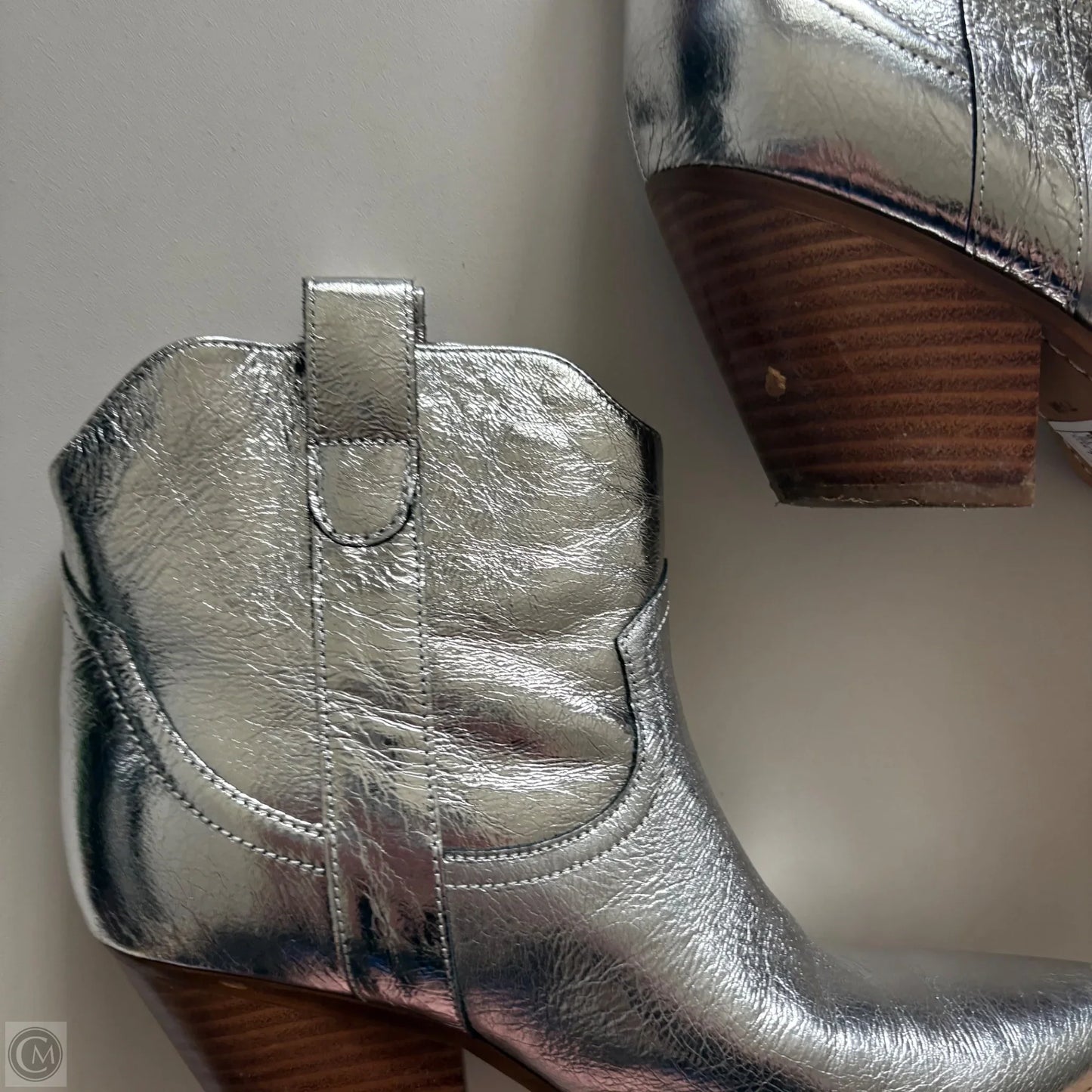 Boots Ankle Heels By Marc Fisher In Silver, Size: 7.5