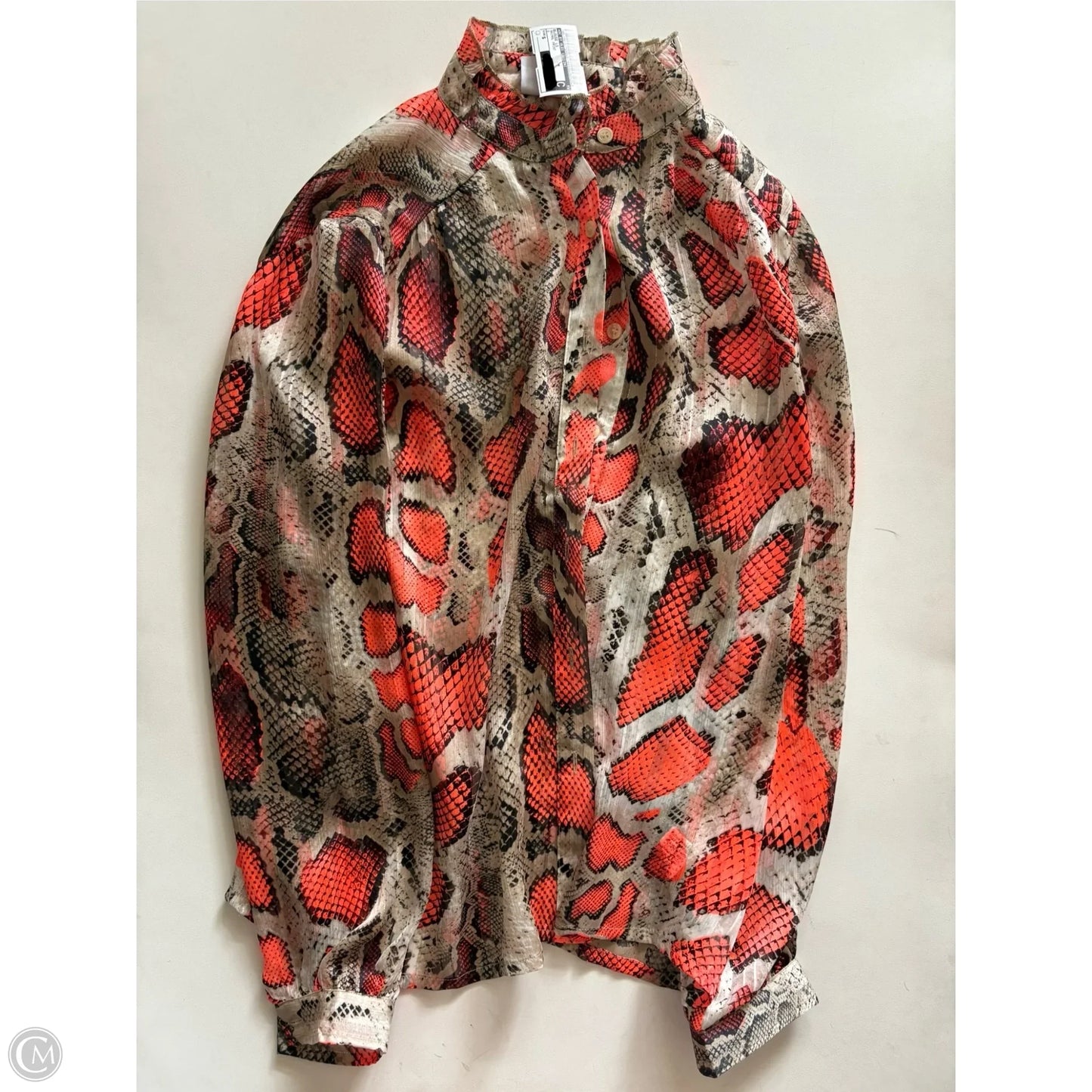 Blouse Long Sleeve By Oc By Oleg Cassini In Animal Print, Size: S