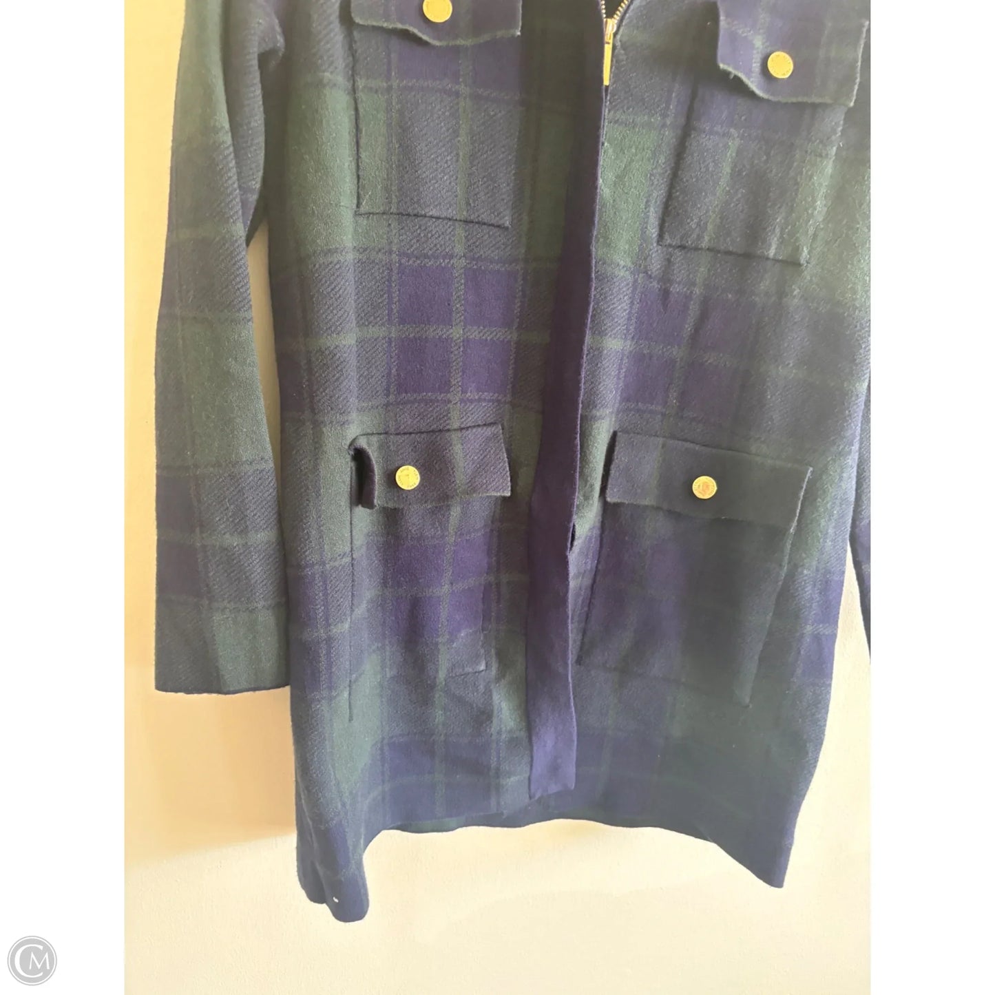 Coat Puffer & Quilted By Anne Klein In Plaid Pattern, Size: M