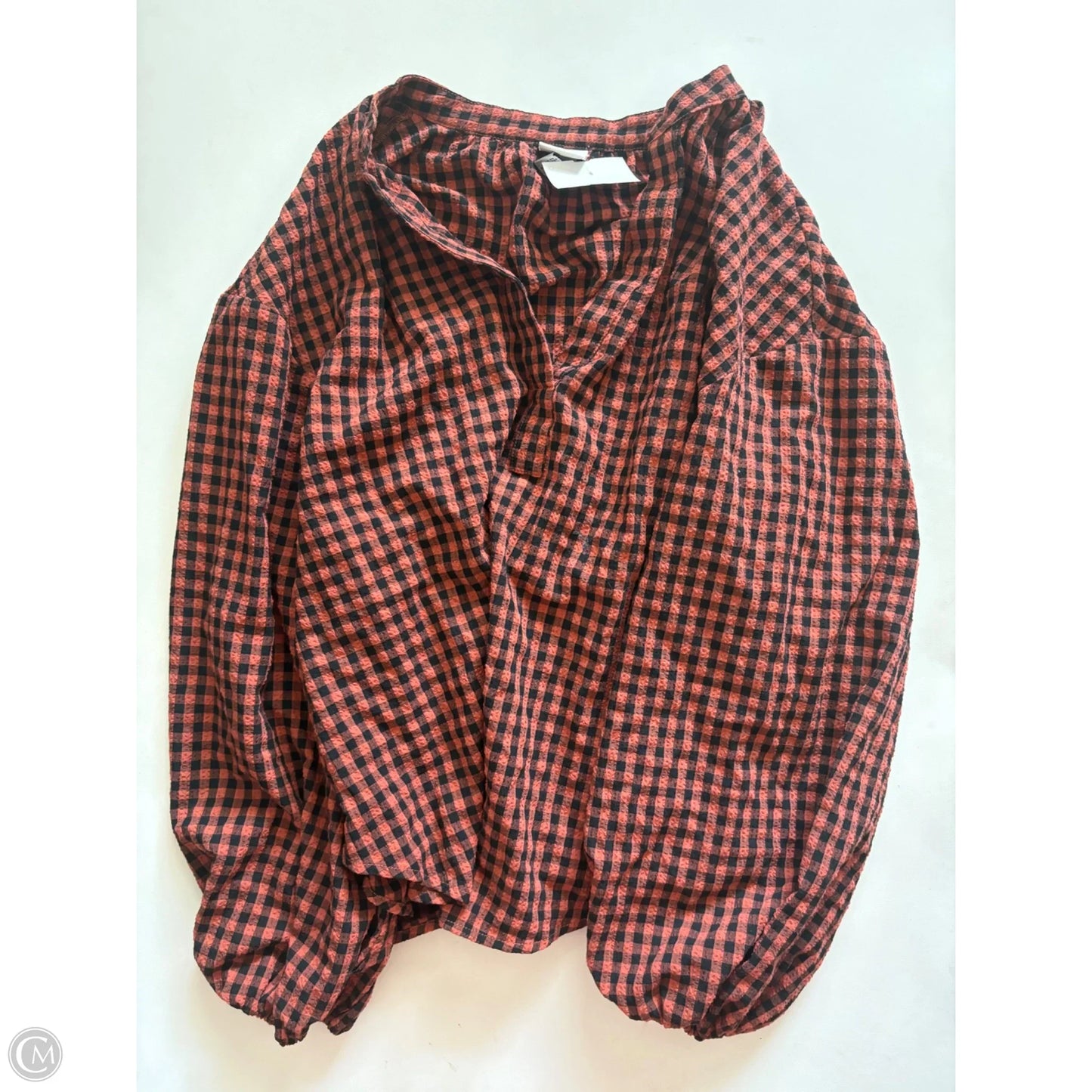 Top Long Sleeve By A New Day In Plaid Pattern, Size: M