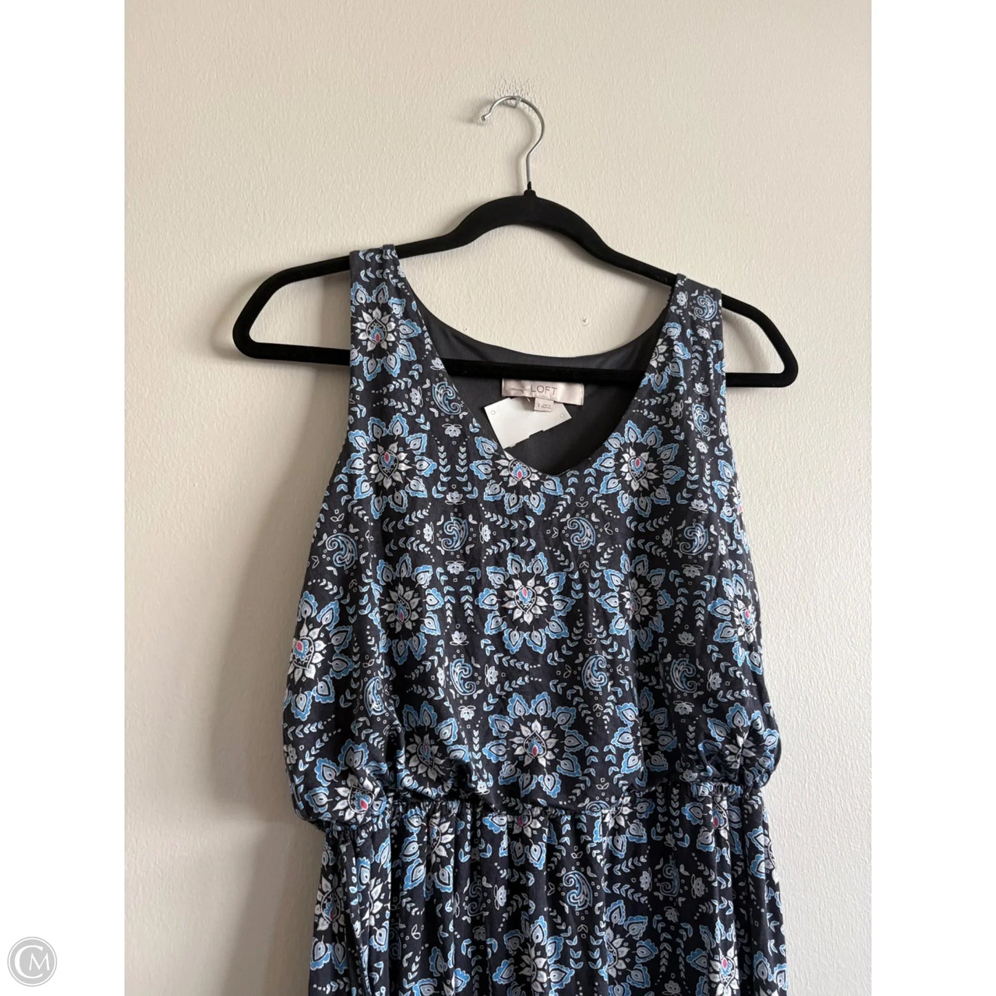 Dress Casual Midi By Loft In Blue & Grey, Size: S