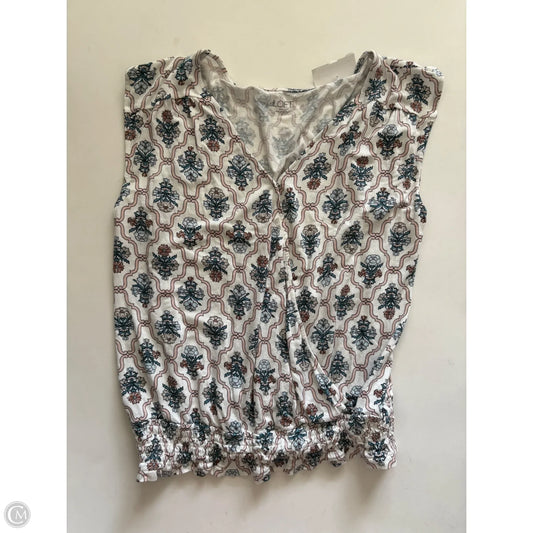 Top Sleeveless By Loft In Blue & Cream, Size: M