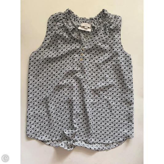 Blouse Sleeveless By Loft In Black & White, Size: M