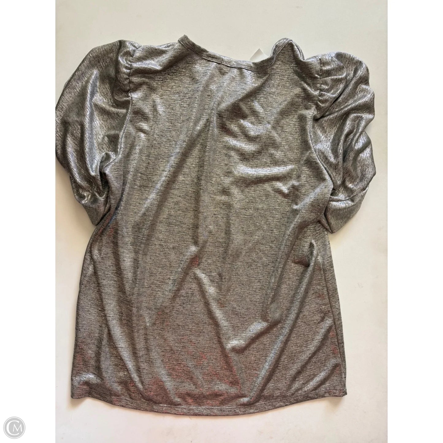 Top Short Sleeve By Kim & Cami In Silver, Size: L