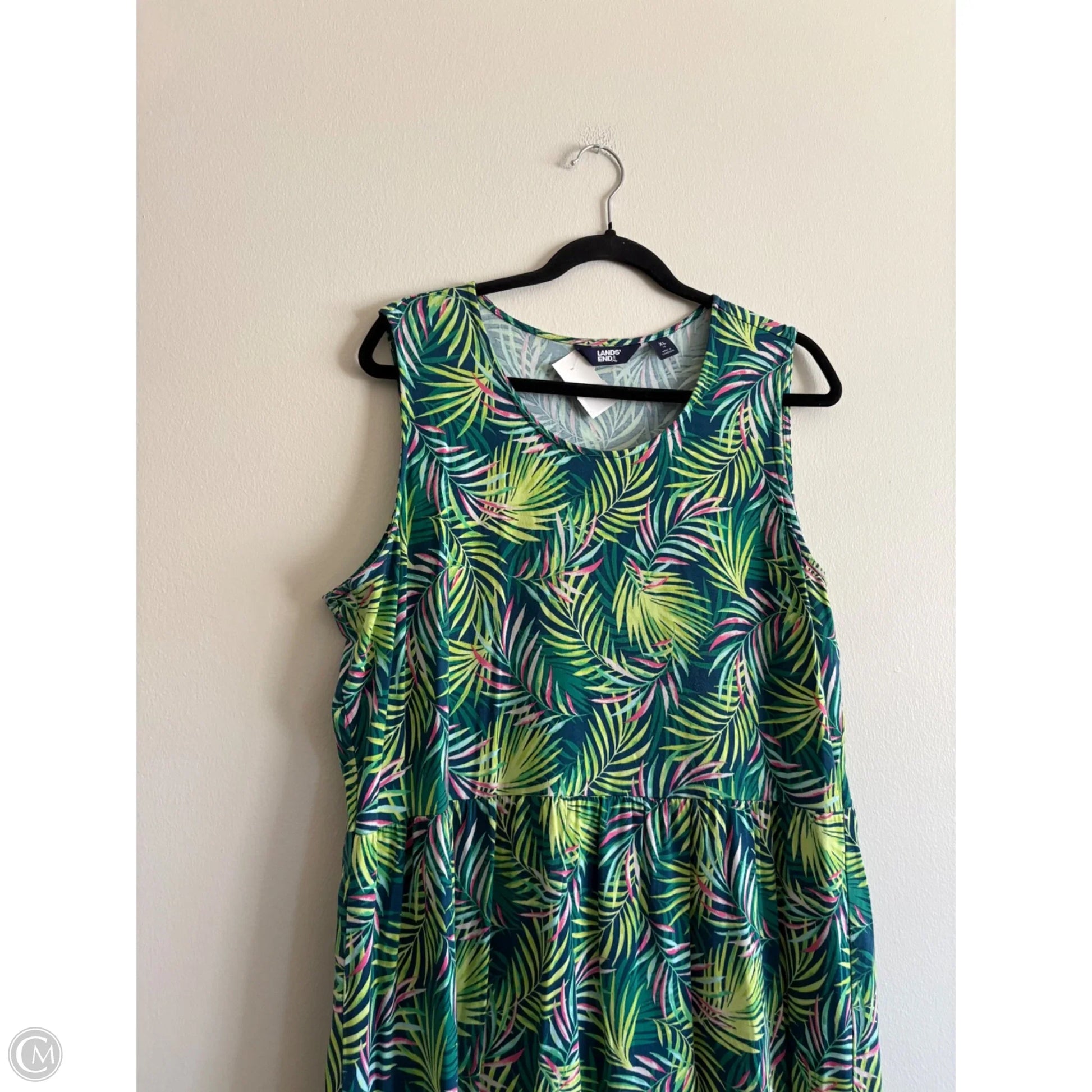 lands end green dress Lands' End Chambray Smocked Dress With Ruffle Straps in Green