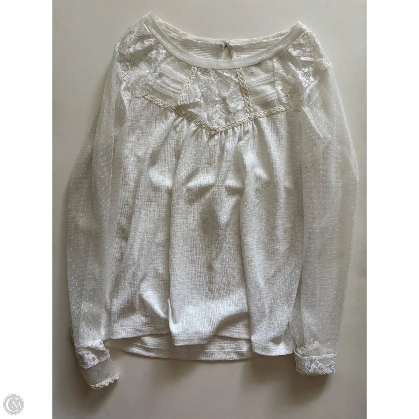 Blouse Long Sleeve By Soho Apparel In White, Size: M