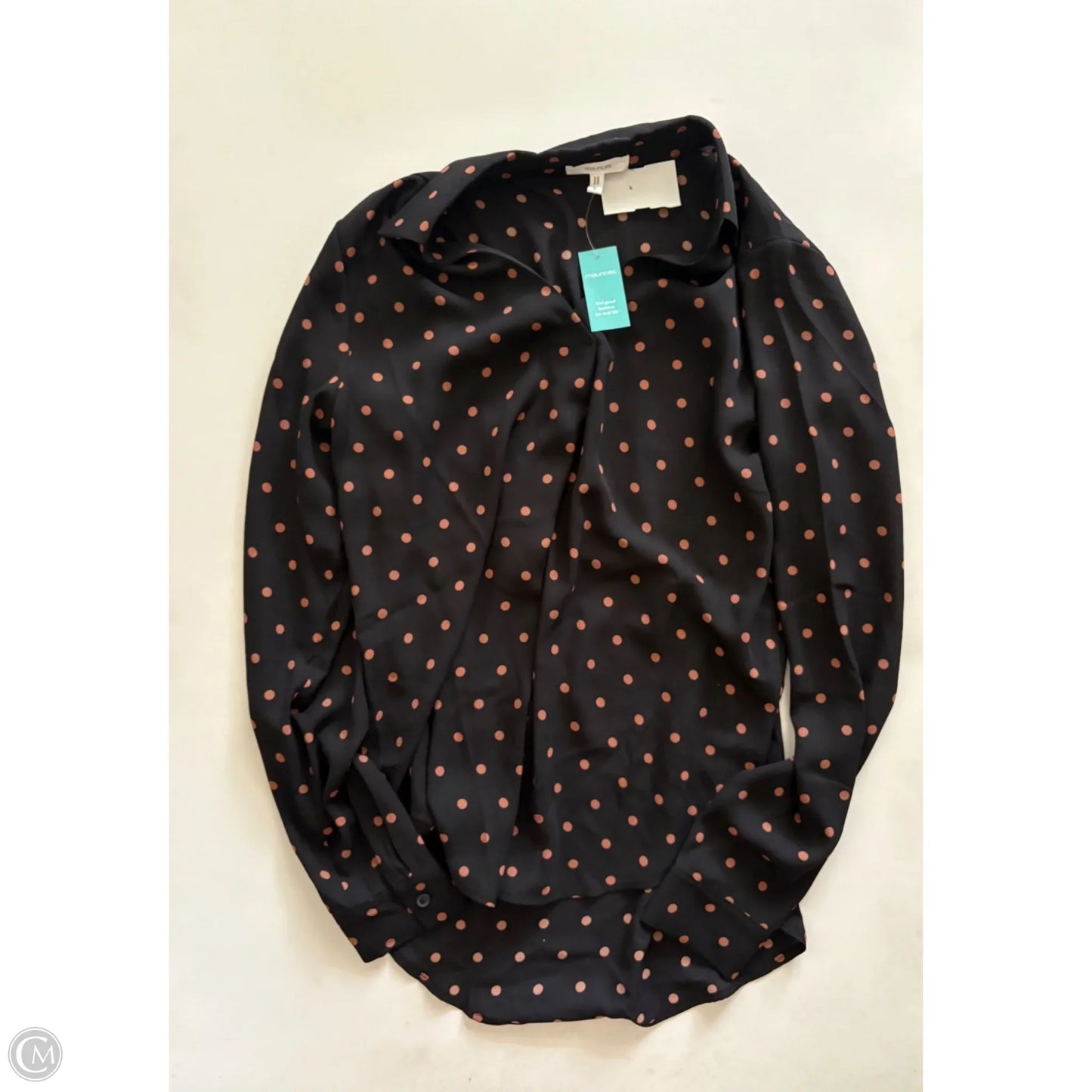 Blouse Long Sleeve By Maurices In Polkadot Pattern, Size: S