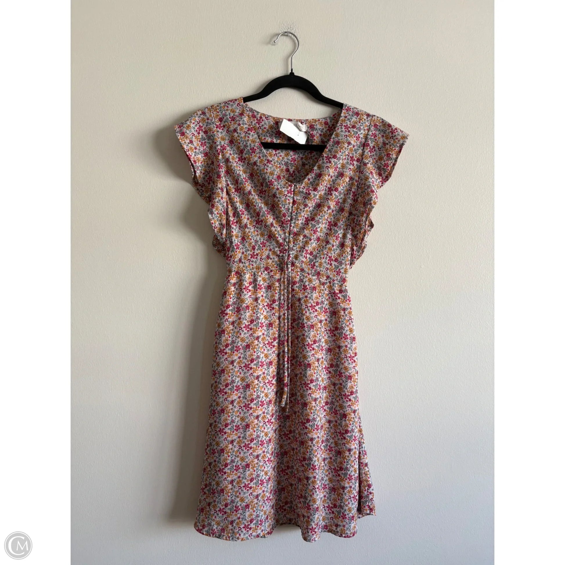 monteau dress Cream pink floral Monteau dress tiered midi