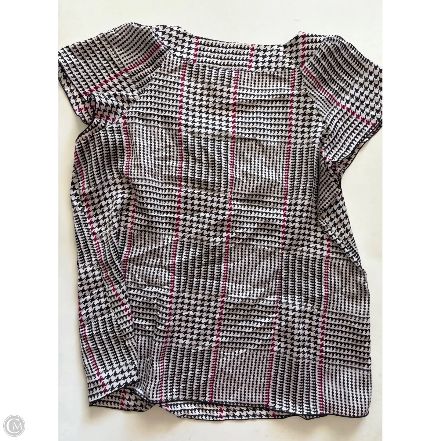 Blouse Short Sleeve By Cato In Plaid Pattern, Size: Xl