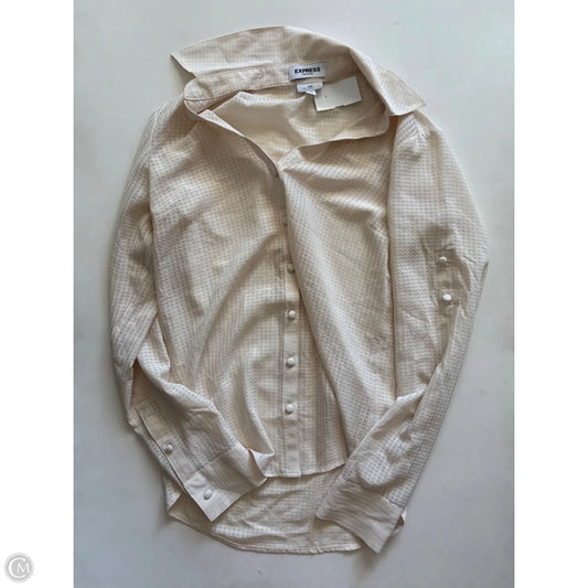 Blouse Long Sleeve By Express In Cream, Size: Xs