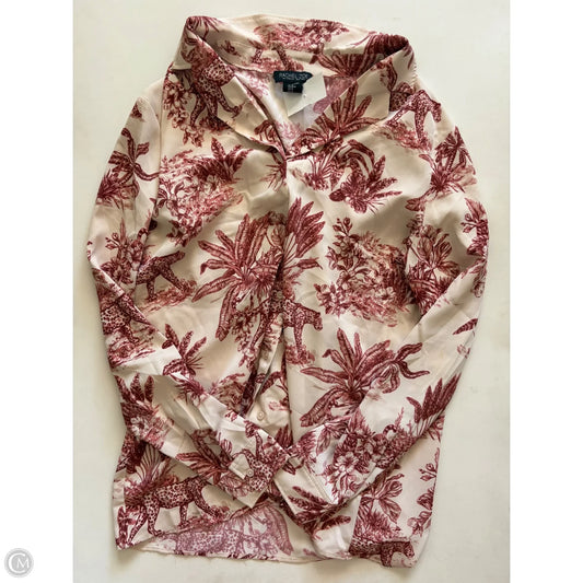 Blouse Long Sleeve By Rachel Zoe In Cream & Orange, Size: M