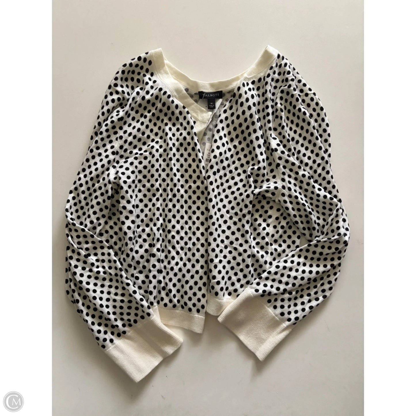 Sweater Cardigan By Talbots In Polkadot Pattern, Size: M